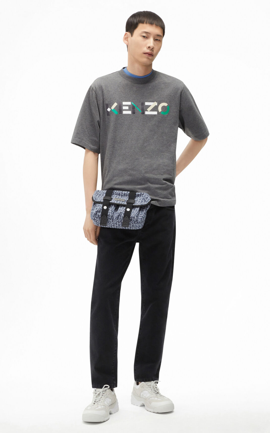 T Shirt Kenzo Homme Multicoloured oversize Logo Grise VDQBU-3472